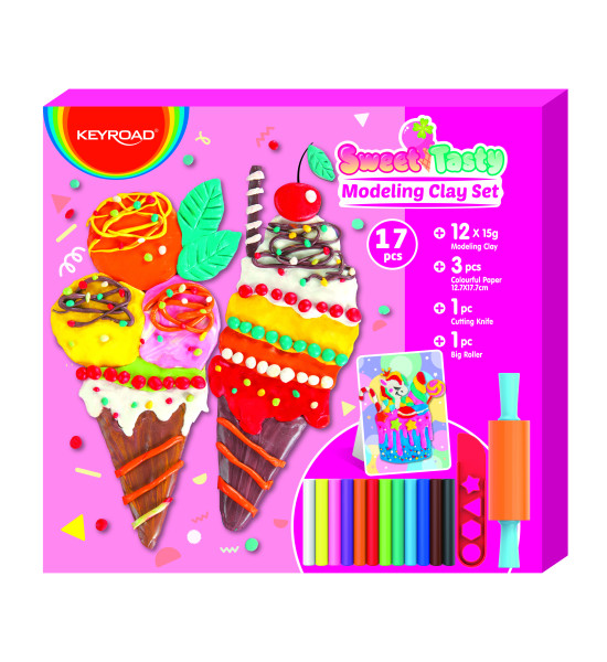 Set de Plastilinas, Sweer Tasty, (12x Plastilinas, 3x Hojas de Papel, 2x Herramientas p/Plastilinas), Set
